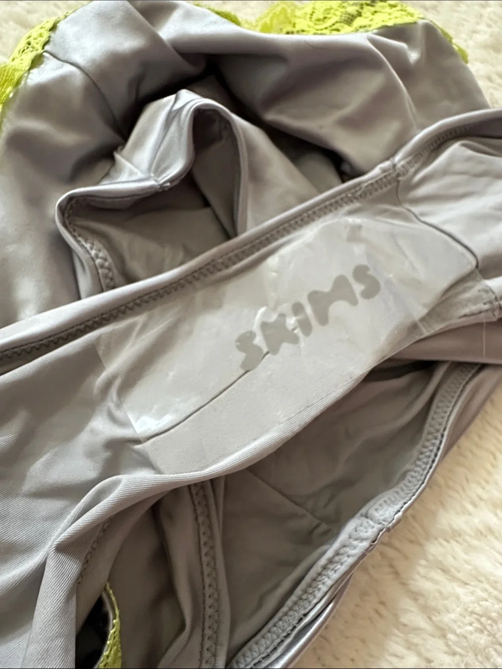 SKIMS Lace Swim Boyshort in Chrome NWT